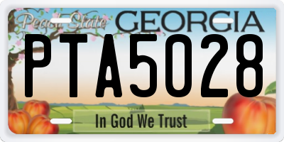 GA license plate PTA5028