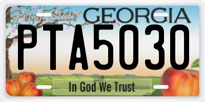 GA license plate PTA5030