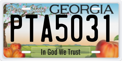 GA license plate PTA5031