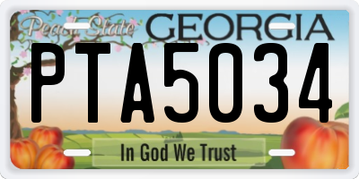 GA license plate PTA5034