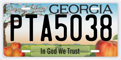 GA license plate PTA5038