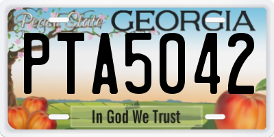 GA license plate PTA5042