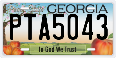 GA license plate PTA5043