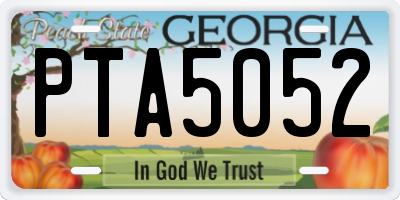 GA license plate PTA5052