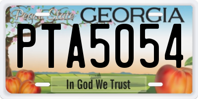 GA license plate PTA5054