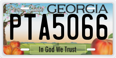GA license plate PTA5066