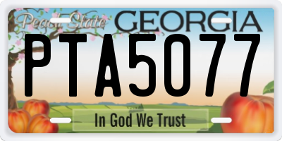 GA license plate PTA5077