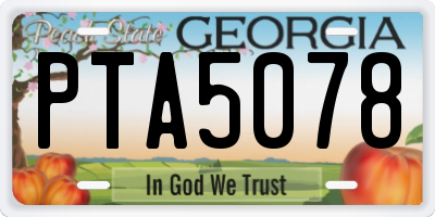 GA license plate PTA5078