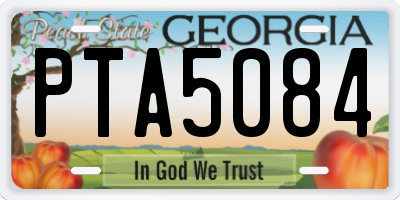 GA license plate PTA5084