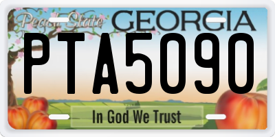 GA license plate PTA5090