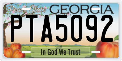 GA license plate PTA5092