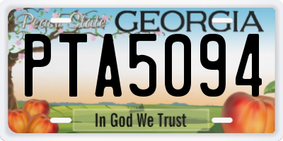 GA license plate PTA5094