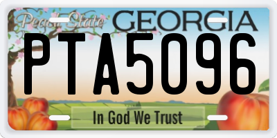 GA license plate PTA5096