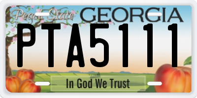 GA license plate PTA5111