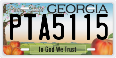 GA license plate PTA5115