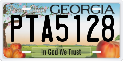 GA license plate PTA5128