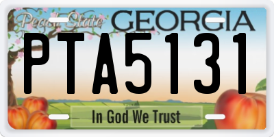 GA license plate PTA5131