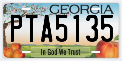 GA license plate PTA5135