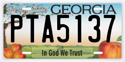 GA license plate PTA5137