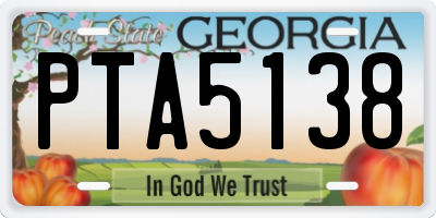 GA license plate PTA5138