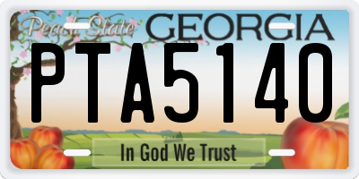 GA license plate PTA5140