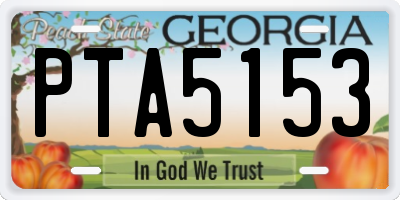 GA license plate PTA5153