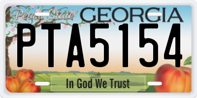 GA license plate PTA5154