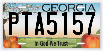 GA license plate PTA5157