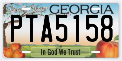 GA license plate PTA5158