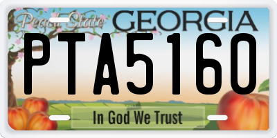 GA license plate PTA5160