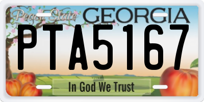 GA license plate PTA5167