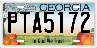 GA license plate PTA5172