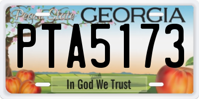 GA license plate PTA5173