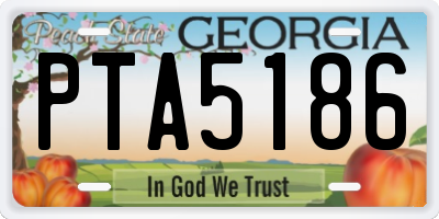 GA license plate PTA5186