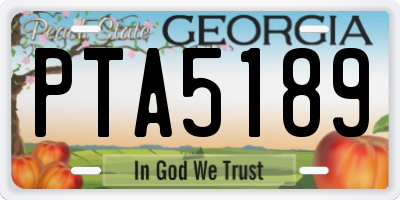 GA license plate PTA5189