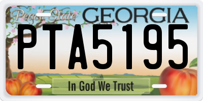 GA license plate PTA5195