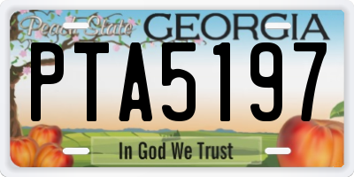 GA license plate PTA5197