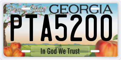 GA license plate PTA5200