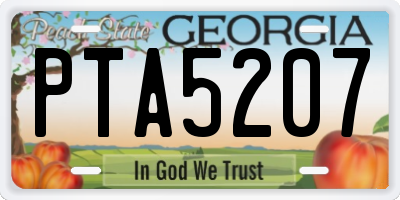 GA license plate PTA5207