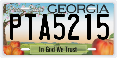 GA license plate PTA5215