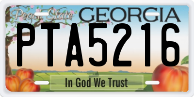 GA license plate PTA5216
