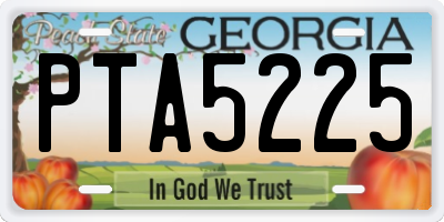 GA license plate PTA5225