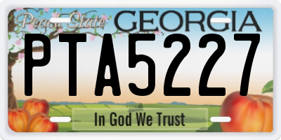 GA license plate PTA5227