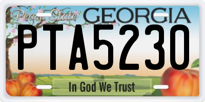 GA license plate PTA5230