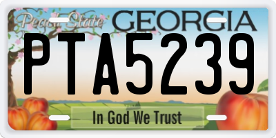 GA license plate PTA5239