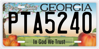 GA license plate PTA5240