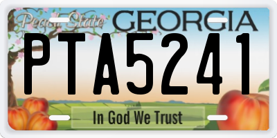 GA license plate PTA5241