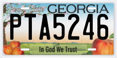 GA license plate PTA5246