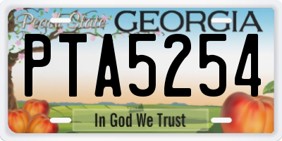 GA license plate PTA5254