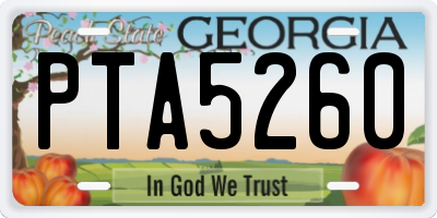GA license plate PTA5260